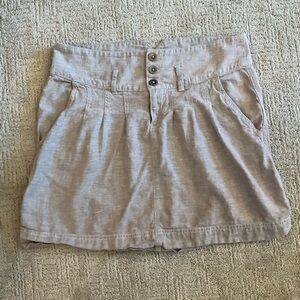 🌿🤎 Royal Robbins Taupe Buttoned Hemp Organic Cotton Mini Skirt Sz 8 Gorpcore EUC